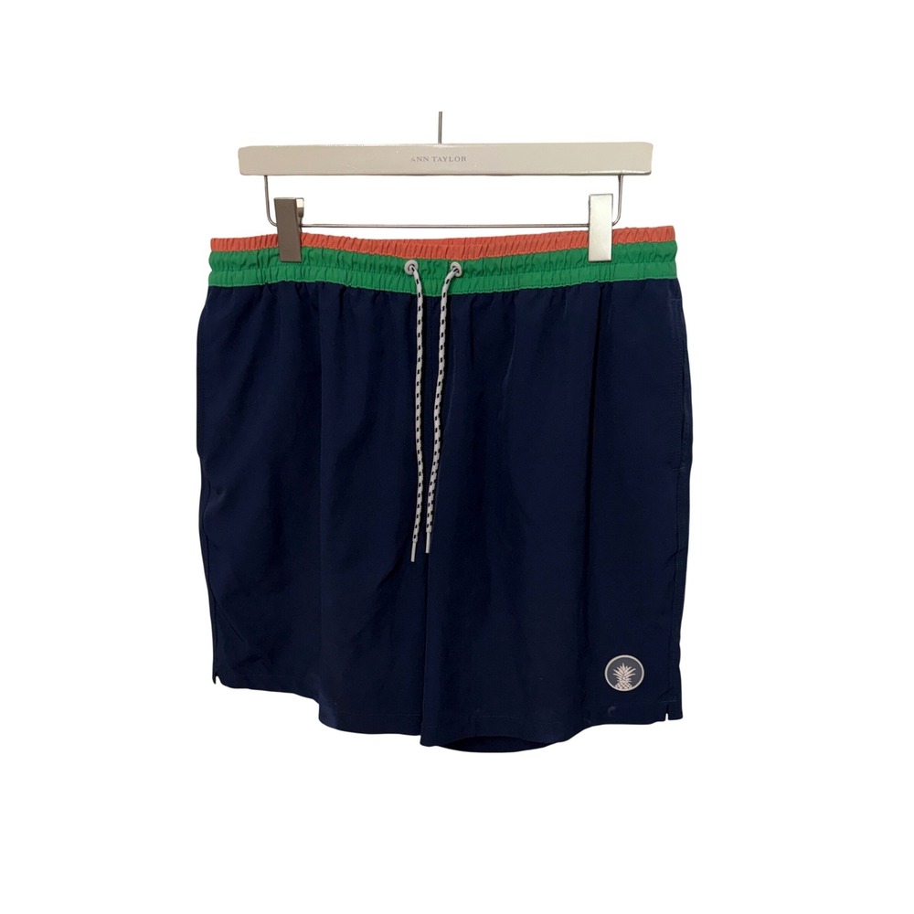 Chubbies Swim Trunks Mens XL Navy Blue 7 Inch Inseam Colorblock Waistband